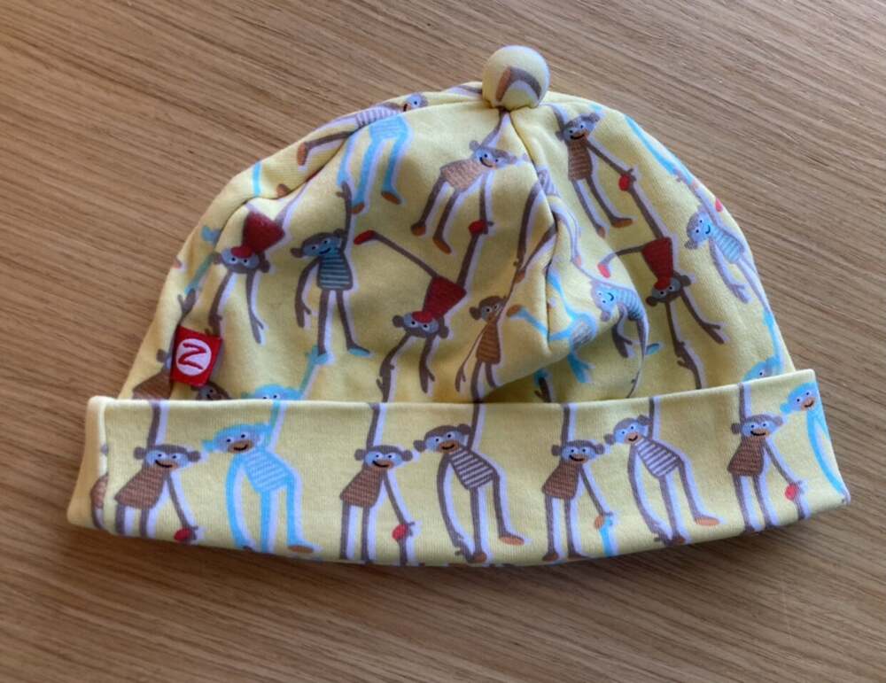 Zutano Infant Hat Pastel Monkey Print 100% Cotton 18 months